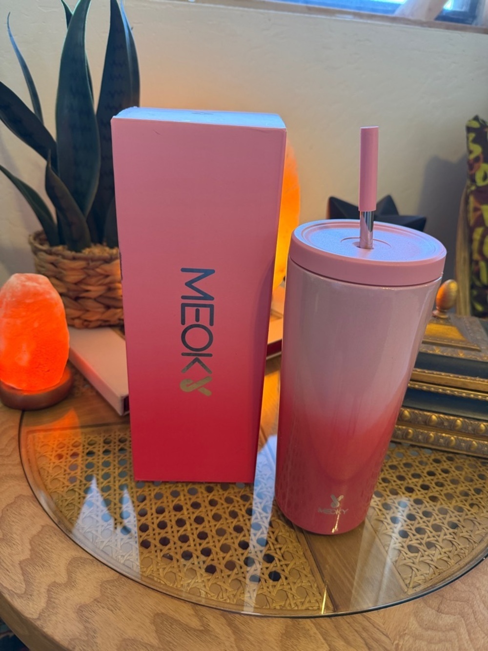 Pink Ombre Stainless Steel Travel Tumbler with Straw